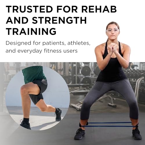 THERABAND Resistance Tubing with Cuffs, Extra Heavy Blue Level 4, Exercise Bands for Lower Body Workouts, Physical Therapy, Pilates & At-Home Training - color: Level 4 / Extra Heavy - Blue