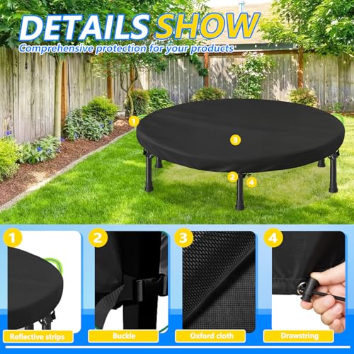 Mini Trampoline Cover, 600D Oxford Waterproof Fitness Trampoline Cover ,Protection Cover for Trampoline Indoor Outdoor Garden Rebounder,(Not Spring Covers) (Black, 91*7.6CM)