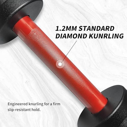 16" Olympic Dumbbell Handle, Dumbbell Bar for 2-inch Olympic Weight Plates, Loadable Dumbbells for Home Gym Strength Training, 2 Pair of Spring Collars Included - color: Red