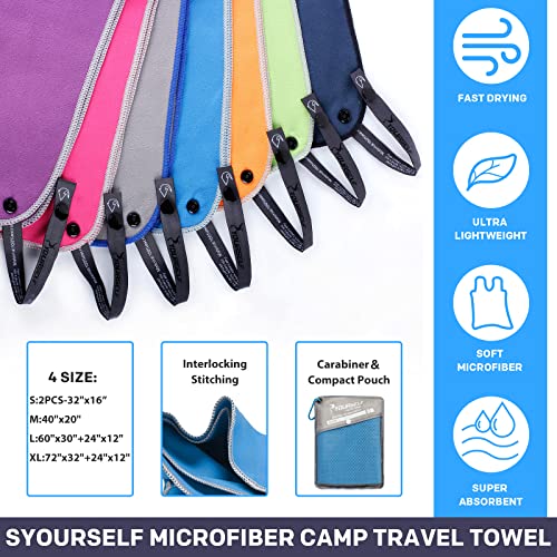 Microfiber Camping Towel, Quick Dry Towel, Soft Absorbent Compact Travel Gym Workout Sweat Towel for Beach Yoga Swim Travel Camping Hiking Backpack Essentials (M:40"x20")