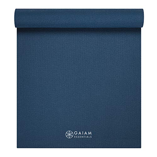 Gaiam Essentials 1/4" Thin (6mm) Yoga & Pilates, Fitness & Exercise Mat with Easy-Cinch Carrier Strap Cusion Support For Fitness and Gym Workouts