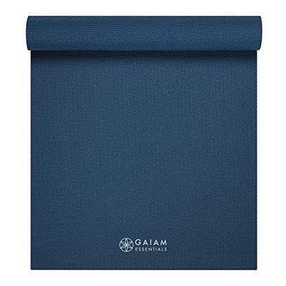 Gaiam Essentials 1/4" Thin (6mm) Yoga & Pilates, Fitness & Exercise Mat with Easy-Cinch Carrier Strap Cusion Support For Fitness and Gym Workouts