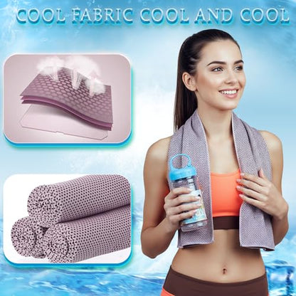 Honoson 10 Pcs Cooling Towels with Bottle, 47 x 12 in, Pink - color: Pink