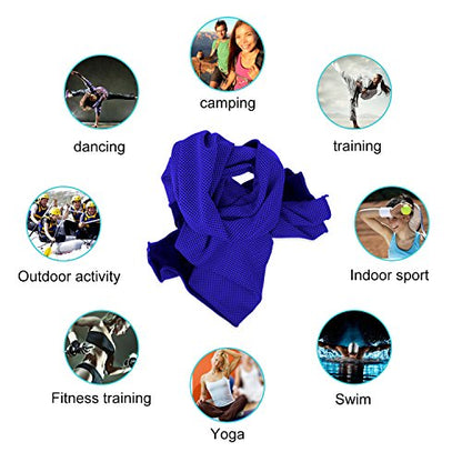 Cooling Towel (Pack of 20, 40"x12") with Pouches for Sports - color: 10grey10darkblue