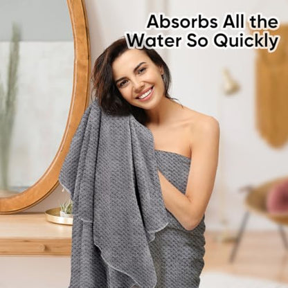 HOMEXCEL Grey Bath Towels 2 Pack, Microfiber Bathroom Towel, Super Soft Highly Absorbent Bath Towel Set, Quick Drying Towels for Sport, Yoga, SPA, Fitness
