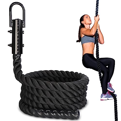 Get Out! Workout Fitness Training Climbing Rope in Black – Battle Rope for Kids & Adults Outdoor & Indoor Gym Exercise - style: 15ft