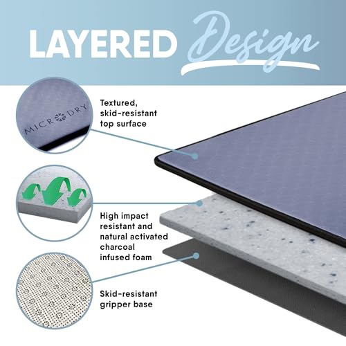 MICRODRY Deluxe Fitness Exercise Yoga Mat for Home & Gym, Extra Thick for High Impact Training, Multi Layered Skid Resistant Surface, Odor Neutralizing with Carrying Strap