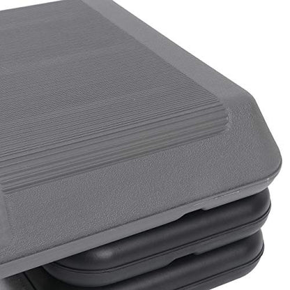 F2C 28.5" Aerobics Platform for Total Body Fitness 4" - 6" - 8" Height Adjustable with 4 Risers Home Workout Exercise Stepper Black/Gray