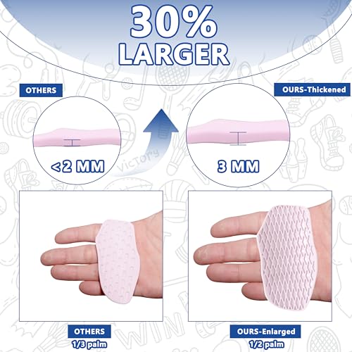 Large Anti-Slip Gym Workout Grips for WeightLifting,Silicone Hand Protector - color: Pale Pink