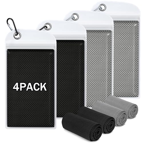 4 Pack Cooling Towels (40"x12"), Soft Breathable Cooling Towels for Neck and Face, Microfiber Workout Towels for Yoga, Golf, Running, Hiking & More Activities