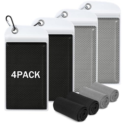 4 Pack Cooling Towels (40"x12"), Soft Breathable Cooling Towels for Neck and Face, Microfiber Workout Towels for Yoga, Golf, Running, Hiking & More Activities