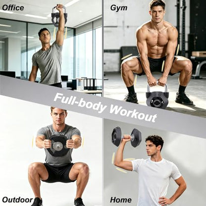 2-in-1 Adjustable Kettlebell, 15-45lbs Kettlebells Weight Set | Converts to 5.9-30.9lbs Adjustable Dumbbell, Home Gym, Strength Training, Full Body Workout, Cast Iron - color: Charcoal