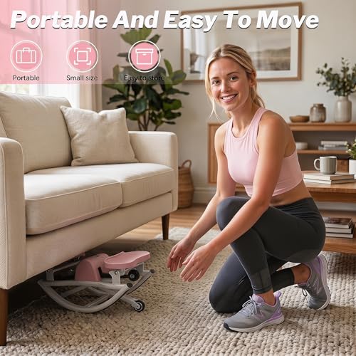 Gadeway U-Shaped Rock Stepper, 2026[New Vision] Rocking Stepper for Exercise at Home, 3D Motion Stair Stepper with Resistance Bands & Balance Board,330 LBS Loading Capacity Exercise Equipment - color: Pink