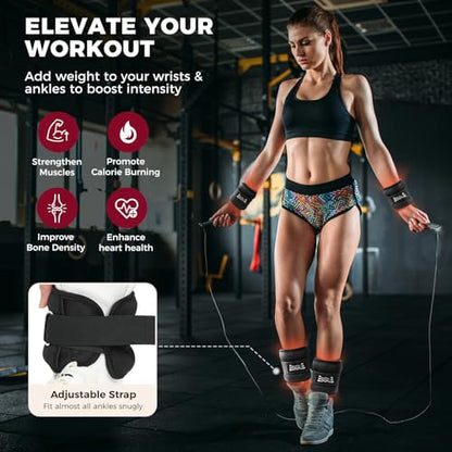 BAGAIL Ankle Wrist Weights for Women & Men, One Pair of 1/2/4/6/8/10 LBS Wearable Leg Arm Weights with Sleek Design & Secure Fit for Walking, Running, Pilates, Home Fitness & Physical Therapy