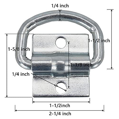 D-Ring Tie Down Anchor/Bolt-on D-Ring/Surface Mount Tie Down Ring,4 Pack 1
