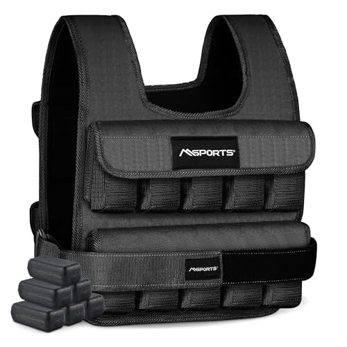 MSPORTS Weighted Vest Premium for Women & Men – Adjustable 11–65 lb, Running Vest, Walking Weight Vest, Tactical Style Training Vest for CrossFit, Strength, Cardio & Home Workouts - size: 35 lb