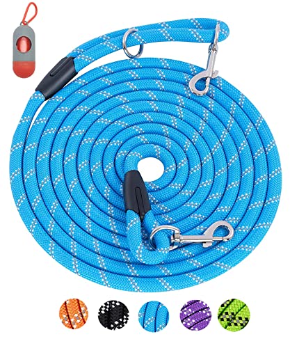 Long Leash for Dog Training 16FT/30FT/50FT/100FT, Reflective Threads Rope Check Cord, Heavy Duty Lead for Large Medium Small Dogs Walking, Playing, Camping, or Yard - color: Blue, size: 10FT* 3/8 inch
