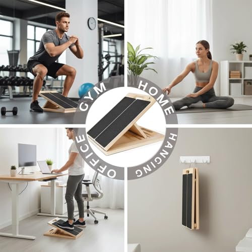 Calf Stretcher Slant Board for Stretching, Squat Wedge & Rehab, 300 Lbs. Capacity, Wooden Calf Stretch Board with Adjustable Incline, Non-Slip Surface for Ankle, Knee and Leg Exercises