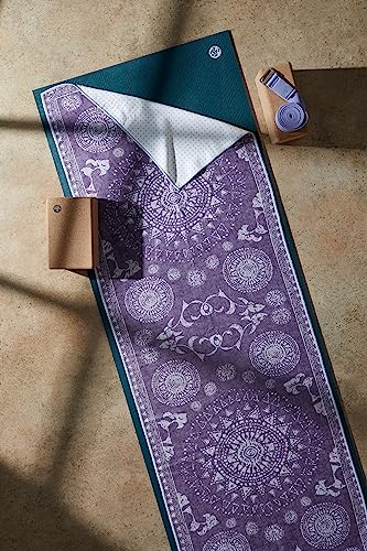 Manduka Yogitoes Hot Yoga Mat Towel - 71" | Moisture Activated Grip | Patented Silicone Nubs | Highly Absorbent, Durable & Easy Care | Made from Recycled Materials | 71 x 24 Inches | Geija Purple