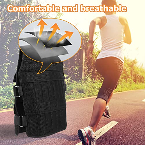 Maxmartt Pocket Weighted Vest for Men and Women 50KG Oxford Cloth Adjustable Workout Weight Vest Strength Training Vest Training Weighted Jacket (Without Plates Weights)