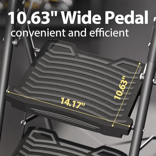 KINGRACK 4 Step Ladder with Tool Platform, Sturdy Step Stool, Anti-Slip Wide Pedals, Handrail, Foldable Step Ladder, Pass 900LBS Testing, Multi-Use for Home, Garage, Garden, Painting, Black - size: 4-step with tool tray and handrail