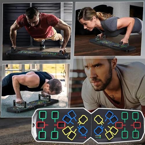 Push Up Board, 7 in 1 Multi-Functional Portable Foldable Push Up Bra,Professional Adjustable Home Workout Equipment Pushup Board for Fitness Accessories Strength Training Exercise Muscle Building (Black)
