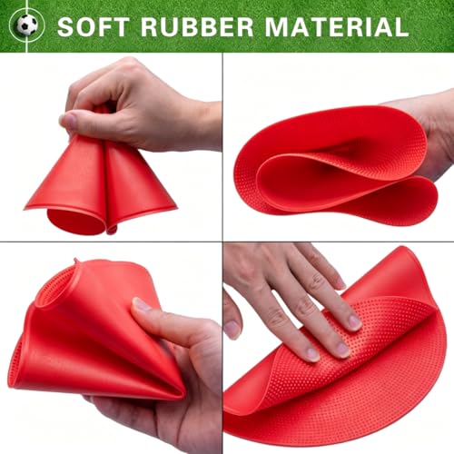 Poly Spot Markers 4inch/9 inch Non-Slip Rubber Agility Markers Flat Field Cones Floor Dots for Football, Soccer, Basketball Training Markers, School Activities, Exercise Drills, Social Distancing - style: 9inch 12Pcs(Red)