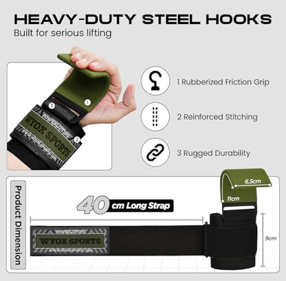 Weight Lifting Hooks for Deadlift, Pull Ups & Rows – Heavy Duty Wrist Support Grips to Lift Heavier, Reduce Grip Fatigue & Improve Performance – Padded Straps for Men & Women (Pair of 2)
