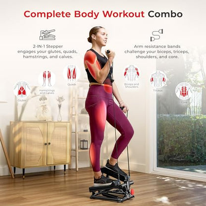 Sunny Health & Fitness Mini Stepper w/LCD Monitor & Adjustable Step Height - color: Black