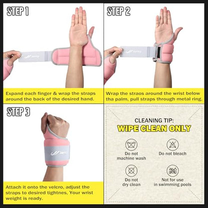 Wrist Weights with Thumb Loops Lock for Women Men 1 Pair 2 3 4 5 6 LBS Arm Weight Ankle Weights Weighted Gloves for Running Walking Jogging Physical Therapy Home Gym Fitness Workout Cardio Exercises