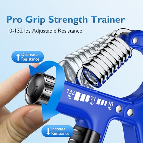 FitBeast Grip Strengthener Forearm Strengthener, Adjustable Hand Grip for Strength Training & Rehabilitation, 10-132 lbs Resistance, Ideal for Athletes and Physical Therapy - color: Dark Blue