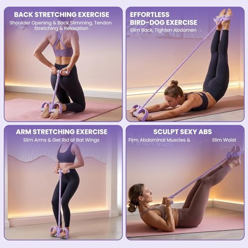 Fashion Puller Exercise,4 Tube Foot Pedal Resistance Band,Elastic Yoga Resistance Band for Women,Multifunctional Pedal ResistanceBand with Handles for Arm,Waist Training & Stretching,Fitness - color: #A