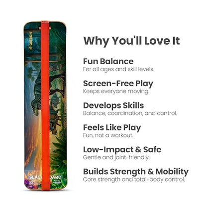 GIBBON SlackBoard - GiBoard Balance Board Kids & Adults - Slackline Balance Trainer - Slack Board Core Workout Equipment Home Gym Training - Standing Desk Exercise - Yoga, Agility, Pilates & More