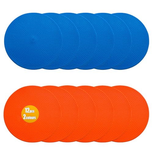 Spot Markers 4.72/9 Inch 12/24/36 Pcs Anti-Slip Agility Floor Markers,Colorful Flat Field Gym Classroom Floor Spots Set for Indoor Outdoor Soccer Basketball Sports Speed Training and Drills - style: 9inch 12pcs 2colors