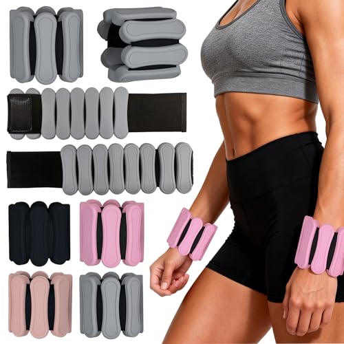 Silicone Wrist Ankle Weights for Women, Adjustable Wearable Arm & Leg Weight Bangles 1 lb Each (Set of 2), Comfortable Fitness Weights for Walking, Yoga, Pilates, Dance, Barre Workout - color: Gray