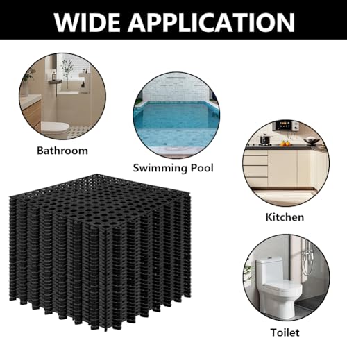 Interlocking Floor Tiles 12x12 Inch, 12 Pack Soft PVC Non-Slip Drainage Tiles with Holes for Bathroom, Pool Deck, Gym, Garage, Kitchen & Wet Areas, Easy Splicing Anti-Fatigue Mat (12)