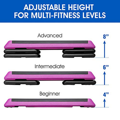 Yes4All 18.9" Aerobic Exercise Step Platform with 2 Risers, Adjustable Height Workout Stepper 3" 6" for Home Gym