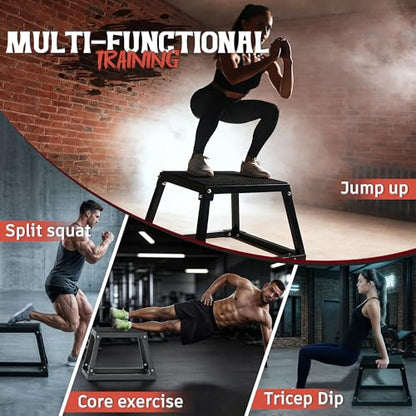 GanFindX Steel Plyometric Jump Box,12/18 Inch Heavy Duty Plyo Platform, Non-Slip Workout Step Box for Home Gym, Agility, Strength & Conditioning Training - size: 12in
