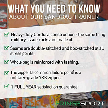 OneFitWonder Heavy Duty Sandbag Trainer Shell by FringeSport/Weight Bag for Training, Conditioning, Crossfit WODs, Military Training, & Strength Training - size: Trainer - Small Shell Only