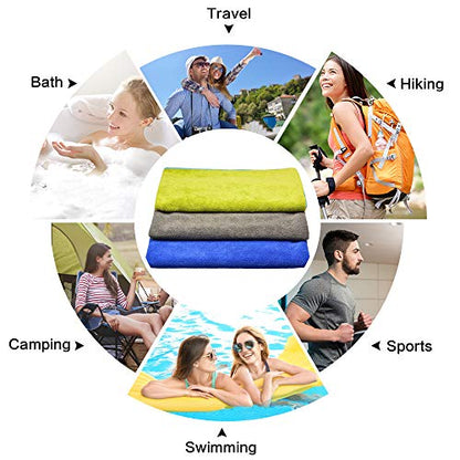 Microfiber Gym Towels Super Absorbent Compact Travel Workout Towel Quick Dry Camping Sweat Towel for Sports Beach Swimming Backpacking Hiking and Yoga Men Women 16 Inch X 32 Inch