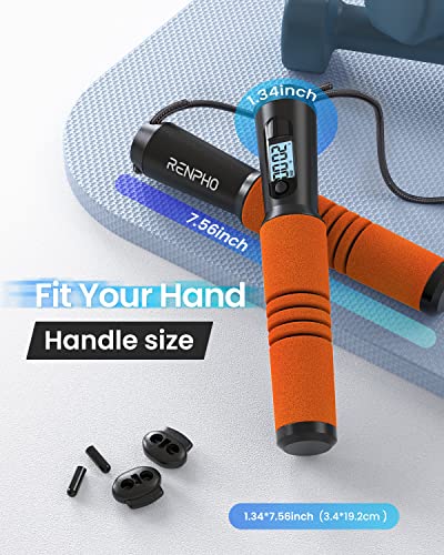 RENPHO Smart Jump Rope with Counter, App Data Tracking, LCD Display - color: Orange
