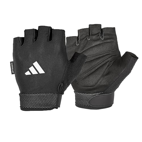 adidas Essential Training & Weightlifting Gloves, Fingerless Workout Gloves - color: White, size: Medium