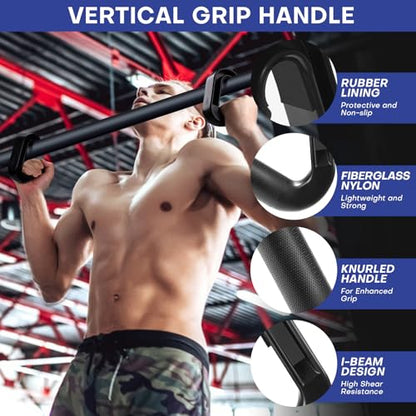 Neutral Grip Pull Up Handles - Heavy Duty Multi-Purpose Handles for Pull Ups & Deadlifts - Ergonomic Workout Handles & Exercise Machine Attachments with Premium Grips - style: 90°hook handle