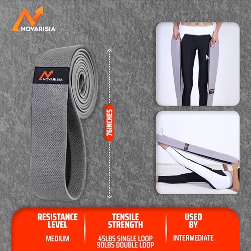 76 Inches Long Heavy Fabric Resistance Bands for Women and Men - Non-Slip, Durable Exercise Bands for Stretching, Yoga, Home Fitness - color: Gray 76" Long Belt