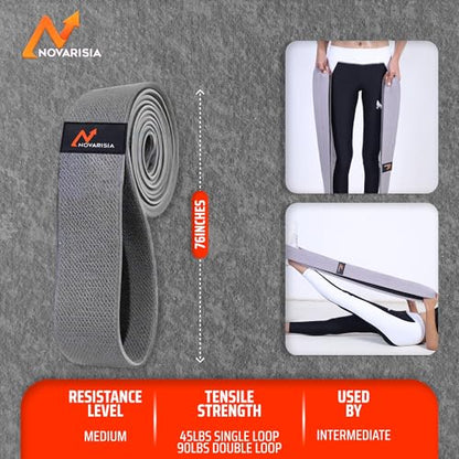 76 Inches Long Heavy Fabric Resistance Bands for Women and Men - Non-Slip, Durable Exercise Bands for Stretching, Yoga, Home Fitness - color: Gray 76" Long Belt