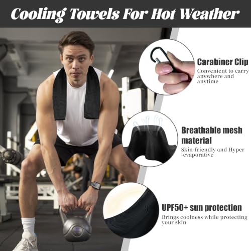 4 Pack Cooling Towels, Soft Breathable Cooling Towels for Neck and Face - color: Blue/Green/Pink/Black