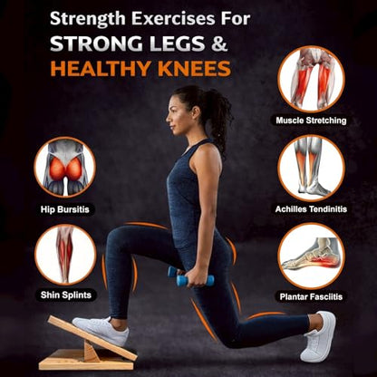 Solid Wooden Slant Board for Calf Stretching, Beginner Incline Board for Home Fitness & Daily Flexibility