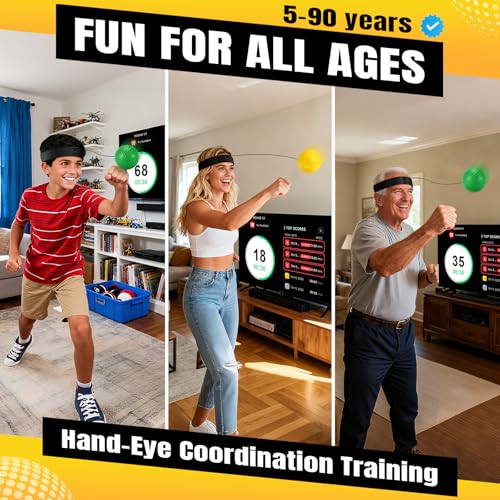 Boxing Reflex Ball Set | Punch Counter APP Included,3 Balls with Different Weights, Adjustable Headband | Hand Eye Reaction Trainer | Boxing Gym Equipment | Fun Fitness for All Ages