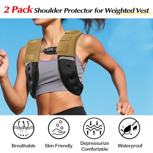 Shoulder Pads for Weighted Vest Women Men – Adjustable Weighted Vest Shoulder Cushion for Walking, Waterproof, Breathable, Shock-Absorbing Weight Vest Straps for Comfort & Protection