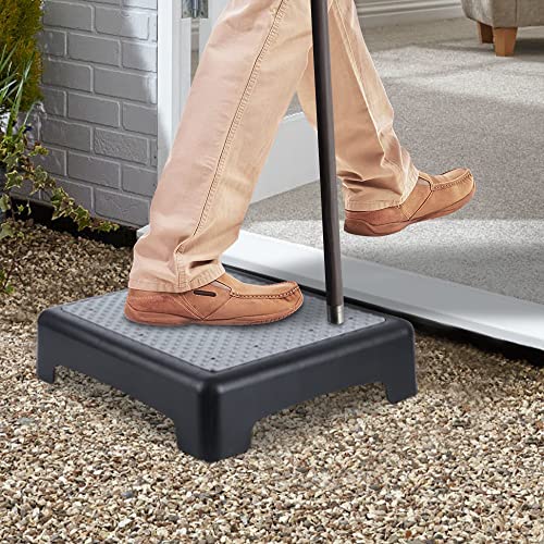 KASSO Step Stool, Non-Slip Mobility Step Platform, Safety Riser Step Stools for Seniors & Adults, 420Lbs Capacity, Indoor/Outdoor Half Step for Stairs, Cars, Bed, Chair, Bathtub Gray